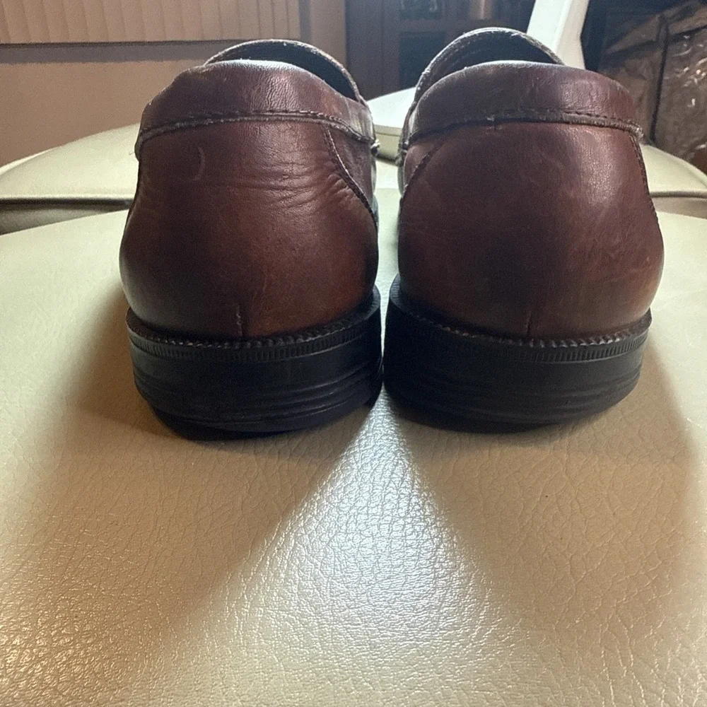 Vintage 90s Brown Hush‎ Puppies Lancer Woven Leather Tassel Loafers 11